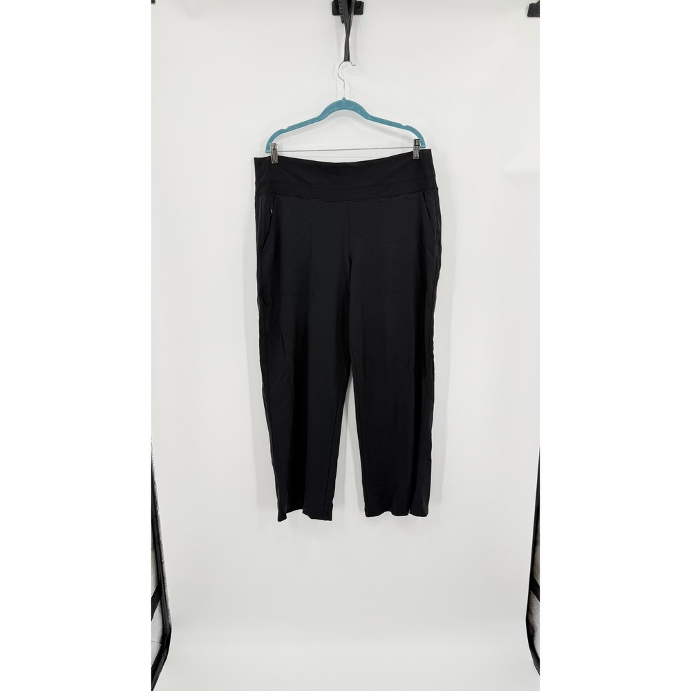 Athleta Venice High Rise Wide Leg Pant Black Ribbed Waist Pockets Performance XL